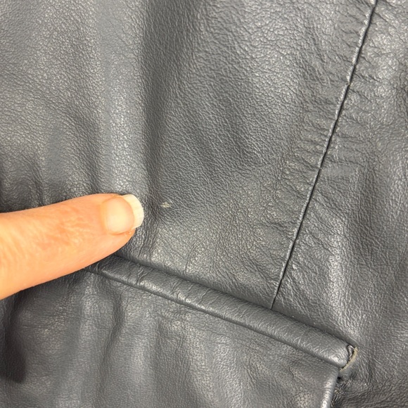 North Bound Leather Blazer Womens XS Small Gray Hand Made Peak Collar Jacket - Picture 10 of 16